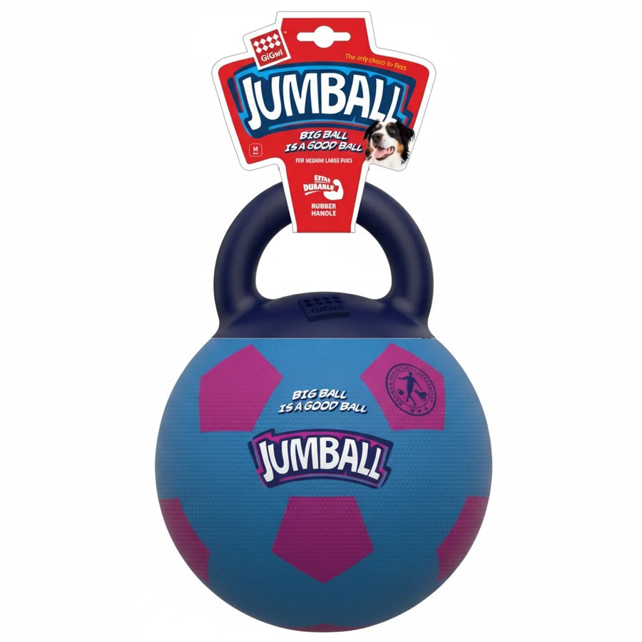 GiGwi Soccer Ball with Rubber Handle Jumball Dog Toy