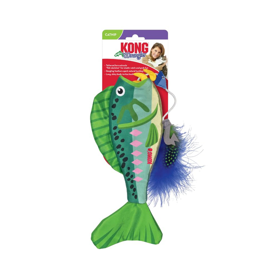 KONG Wrangler Angler Fish Interactive Long Shiny Plush Toy for Cats