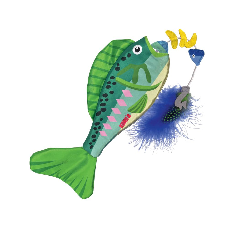 KONG Wrangler Angler Fish Interactive Long Shiny Plush Toy for Cats