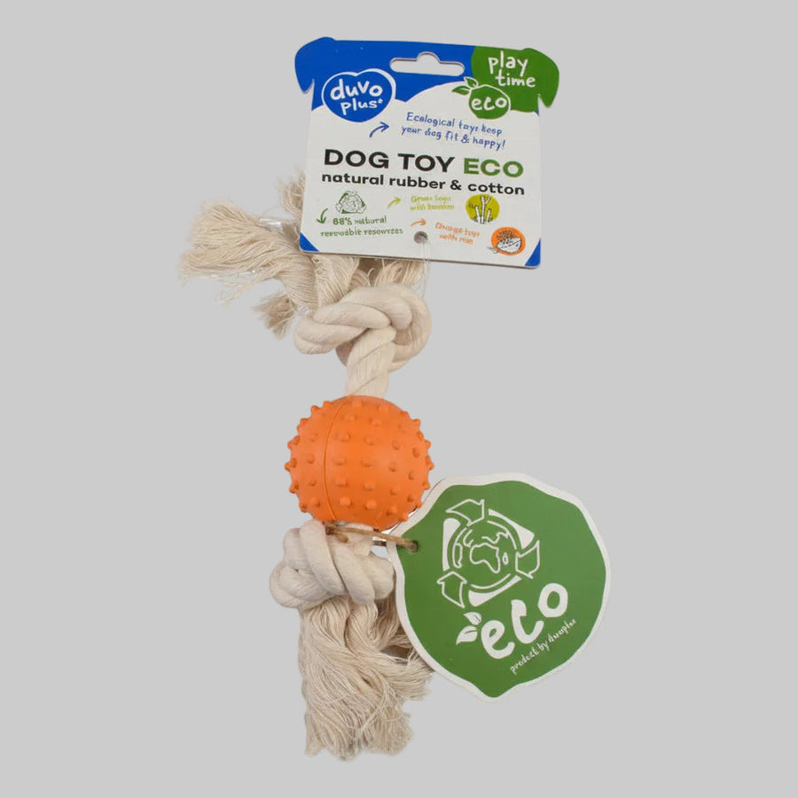 Duvoplus Eco Rubber Ball Bamboo/Rice Cotton Dog Toy