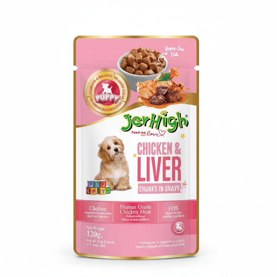 Jerhigh Chicken & Liver Chunks In Gravy Puppy Pouch