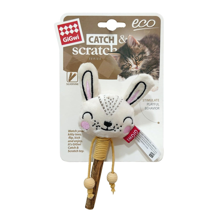 Gigwi Eco Line Catch and Scratch Rabbit With Silvervine Leaves and Stick Cat Toy