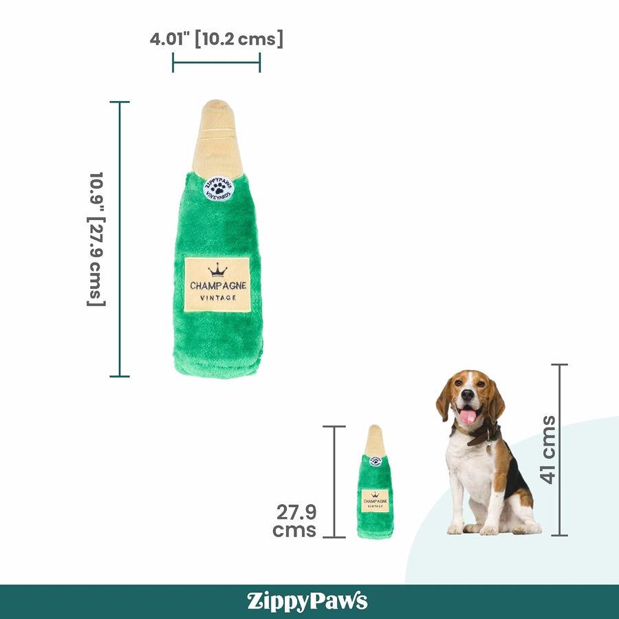 Zippy Paws Happy Hour Champagne Crusherz Plush Toy for Dogs