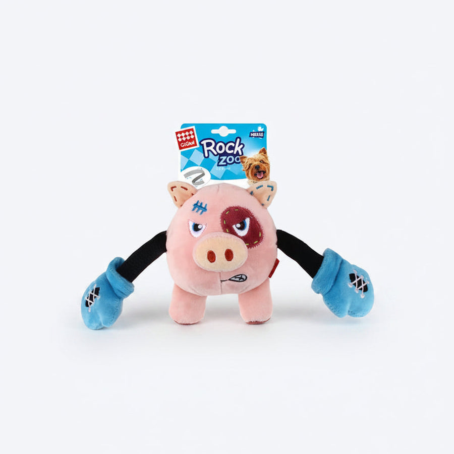 GiGwi Pig Rock Zoo King Boxer With Squeaker Dog Toy