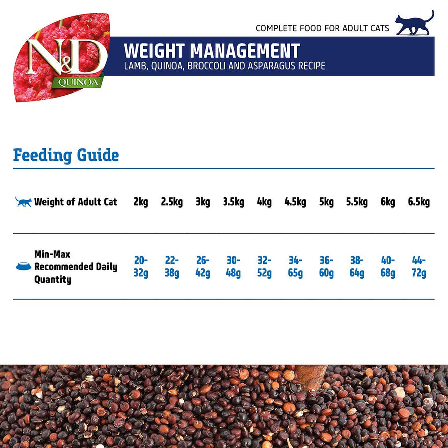 N&D Quinoa Weight Management Lamb Broccoli Adult Cat Dry Food