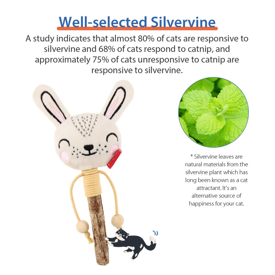 Gigwi Eco Line Catch and Scratch Rabbit With Silvervine Leaves and Stick Cat Toy