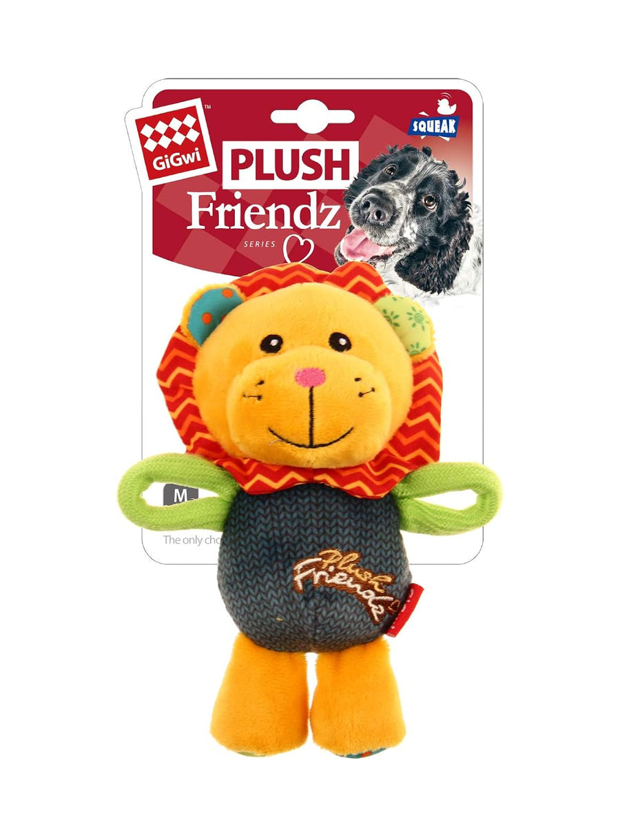 Gigwi Plush Friendz Lion Squeaker Dog Toy