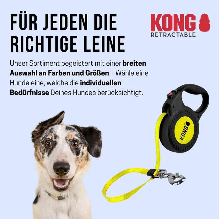 Kong Retractable Reflect Leash Large Black & Yellow
