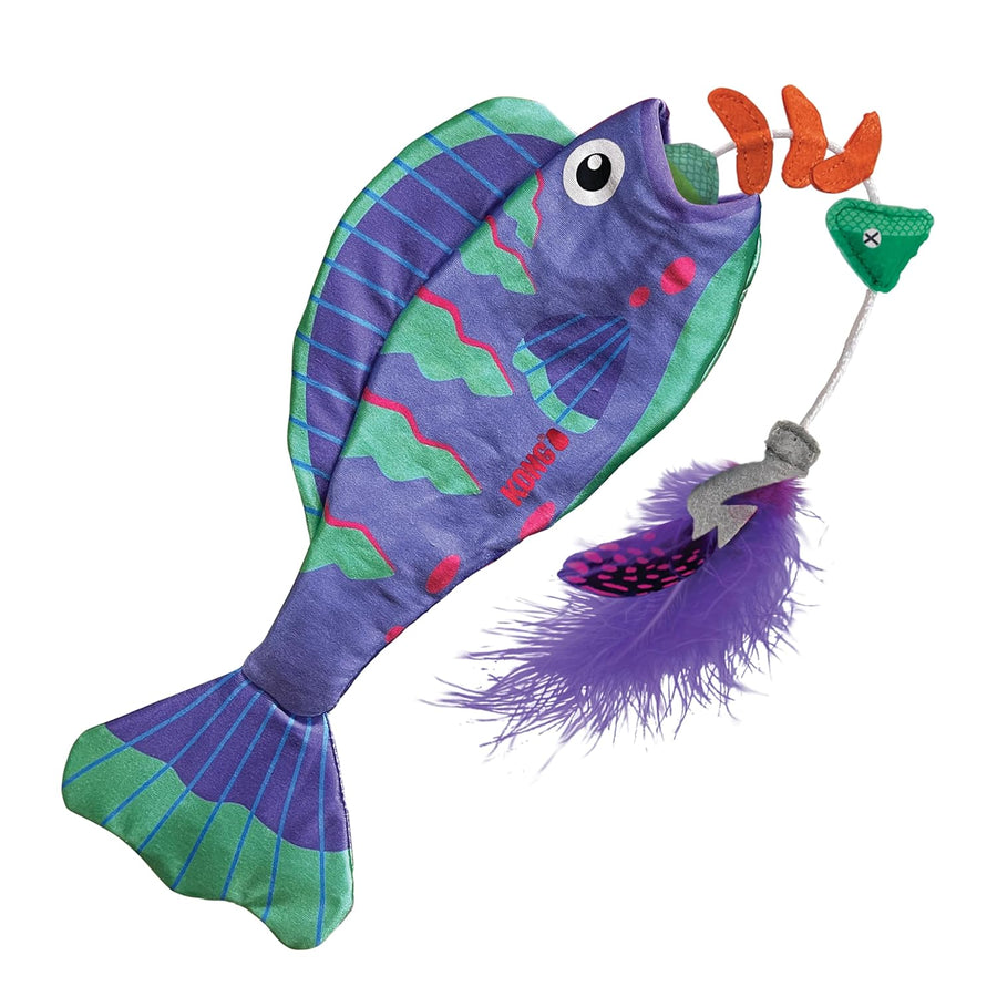 KONG Wrangler Angler Fish Interactive Long Shiny Plush Toy for Cats