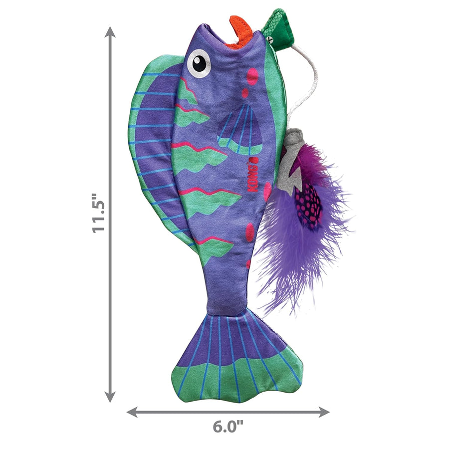 KONG Wrangler Angler Fish Interactive Long Shiny Plush Toy for Cats