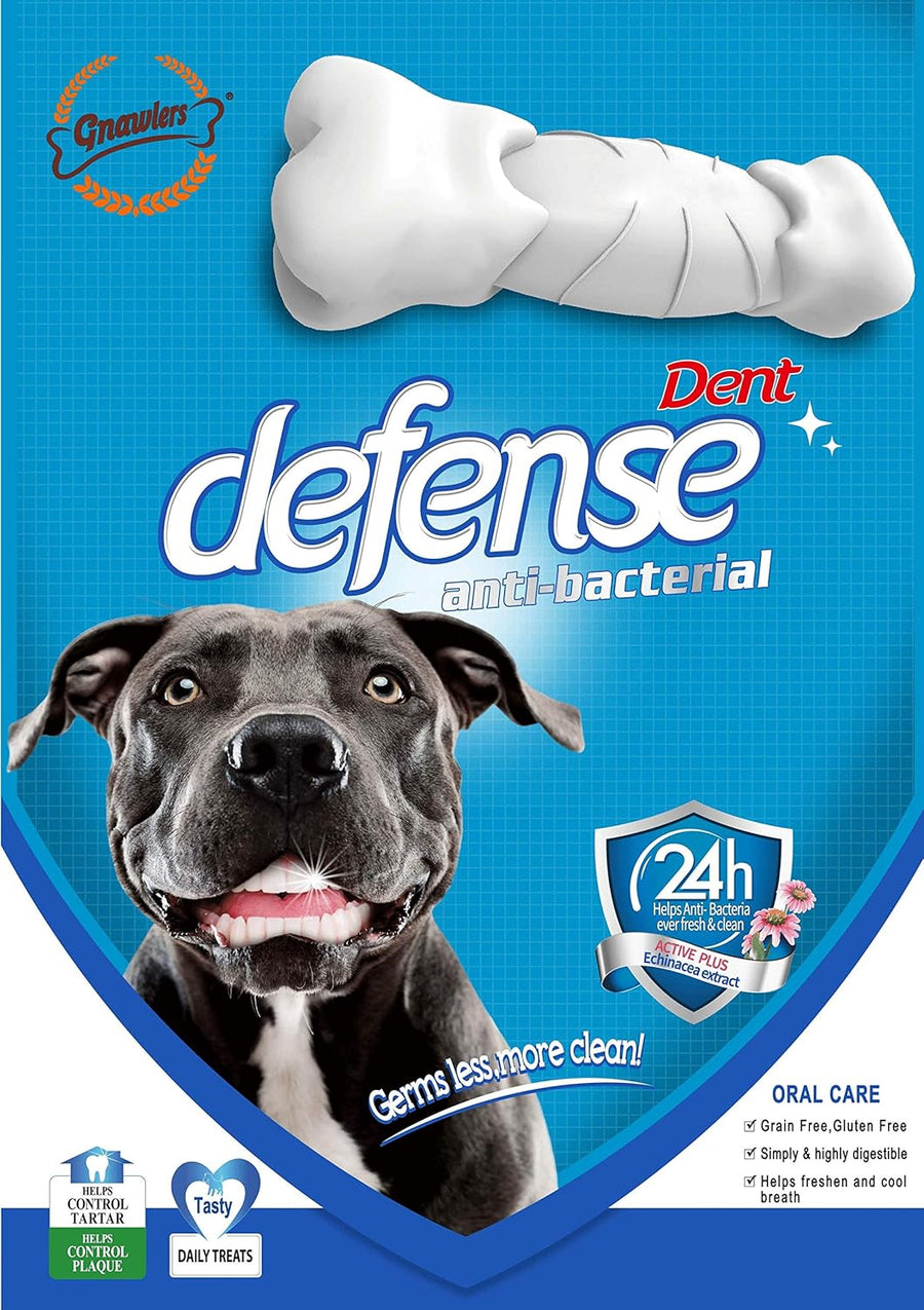 Gnawlers Dent Defense Anti Bacterial Dental Chew Bone for Dogs