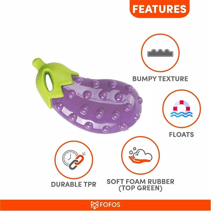 Fofos Vegi Bites Eggplant Squeaky Dog Toy