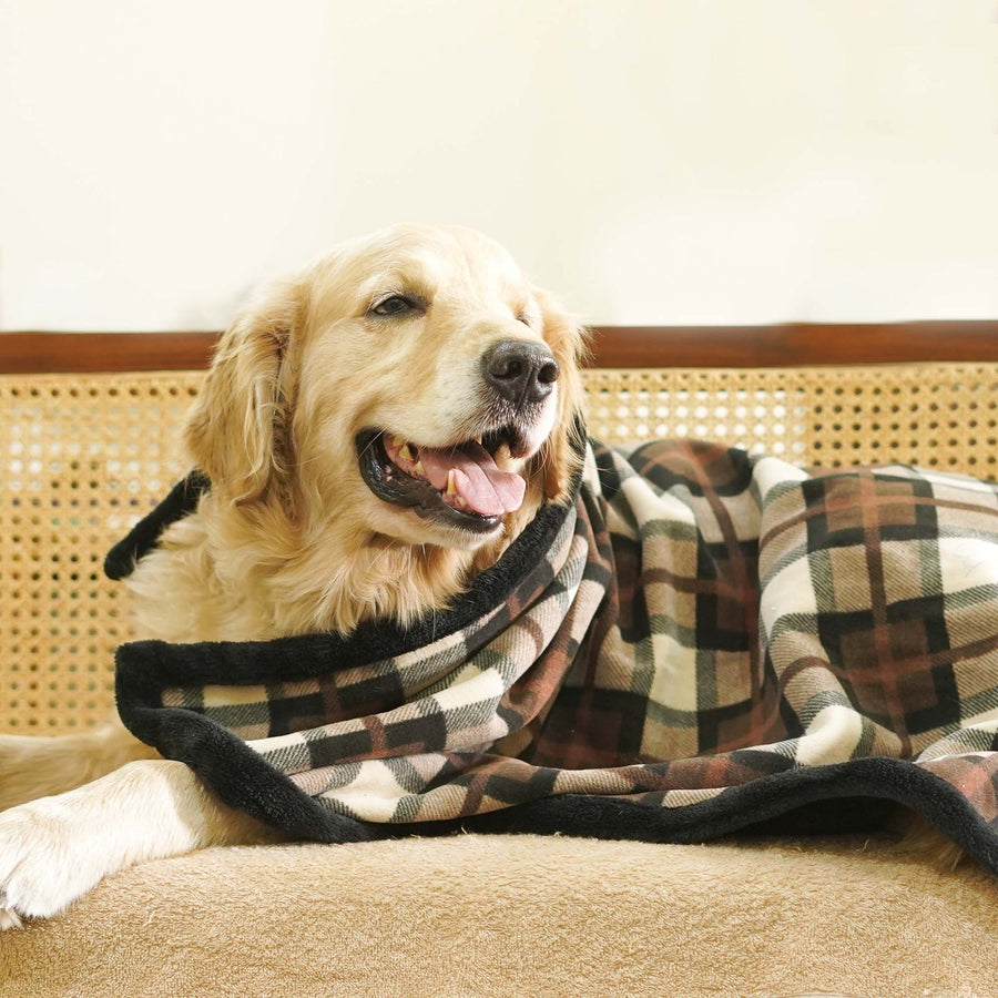Pets Way Checks Brownie Soft Stylish & Durable Pet Blanket for Dogs