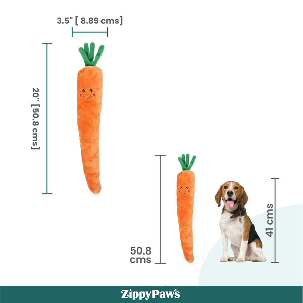 Zippy Paws Carrot Jigglerz Plush Toy for Dogs