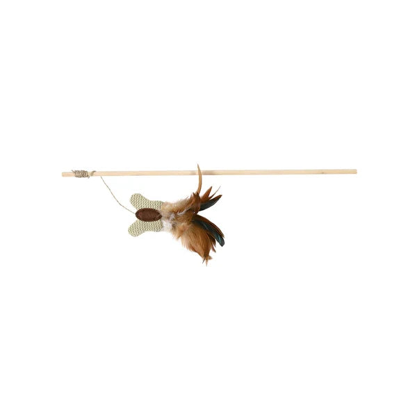 Trixie Playing Rod with Butterfly Feather Wood Jute Canvas Toy for Cats