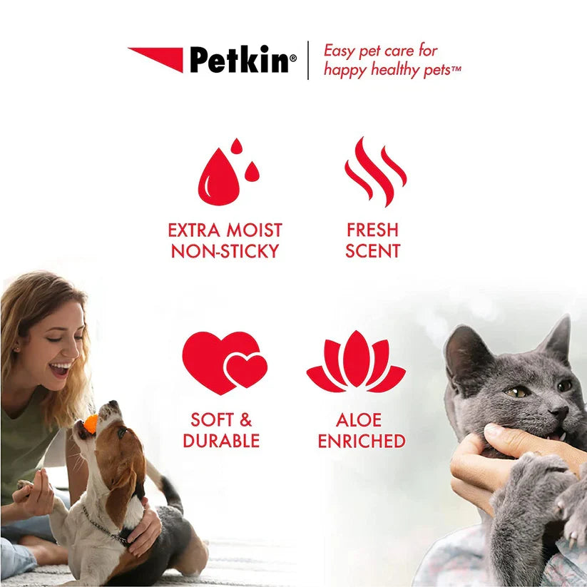 Petkin Travel Pack Pet Wipes Germ Removal for Dogs & Cats