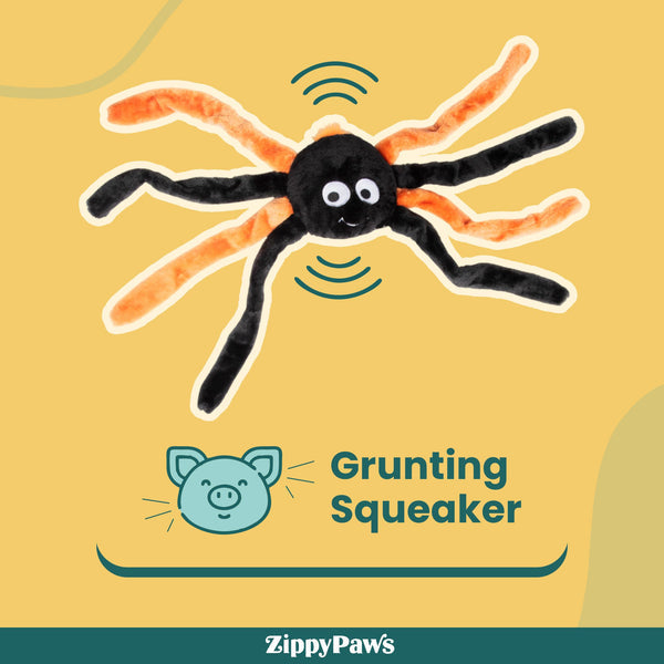 Zippy Paws Halloween Grunterz Spider Orange Plush Toy
