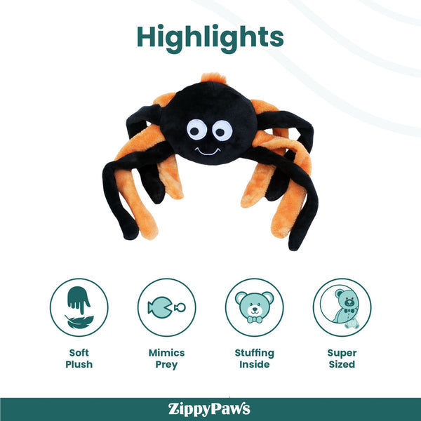 Zippy Paws Halloween Grunterz Spider Orange Plush Toy