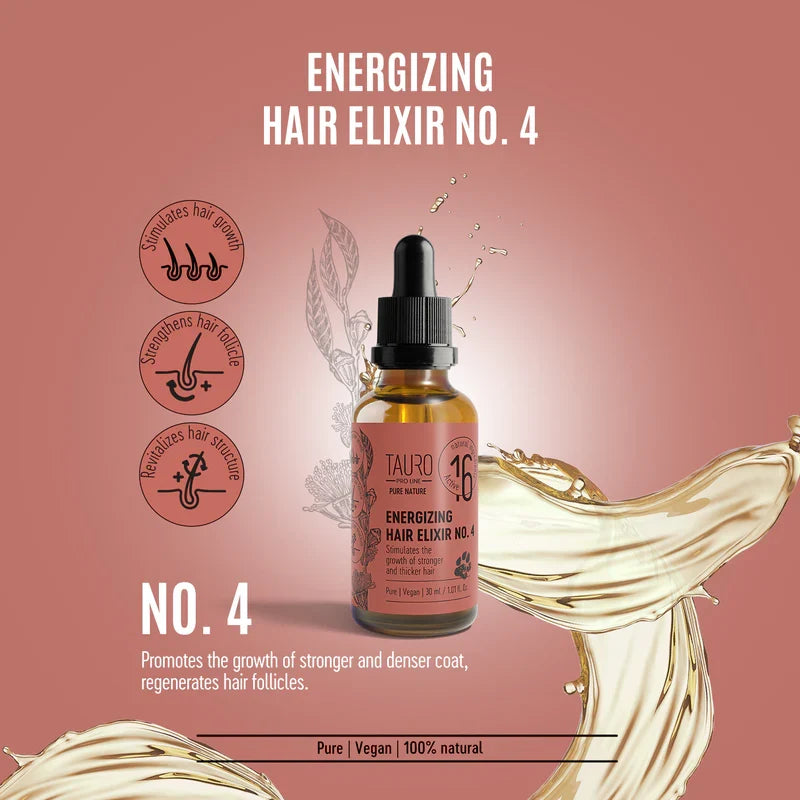 Tauro Pro Line Pure Energizing Elixir No. 4 to Stimulate Coat Growth for Dogs and Cats