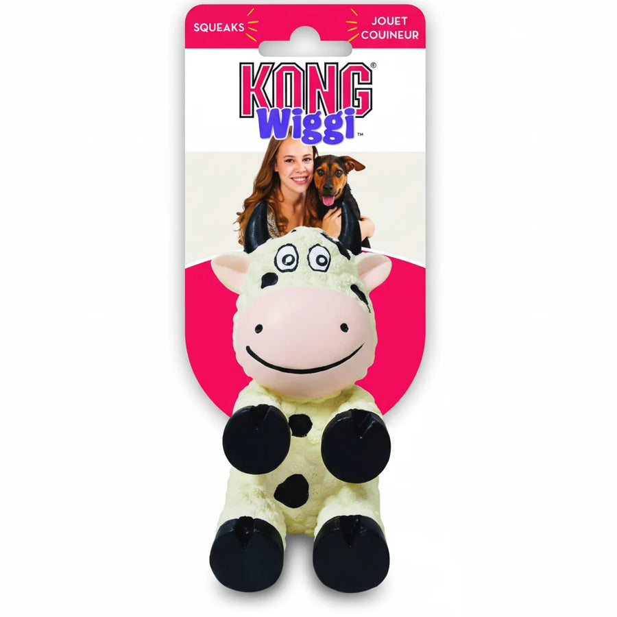 Kong Wiggi Cow Squeaky Toy