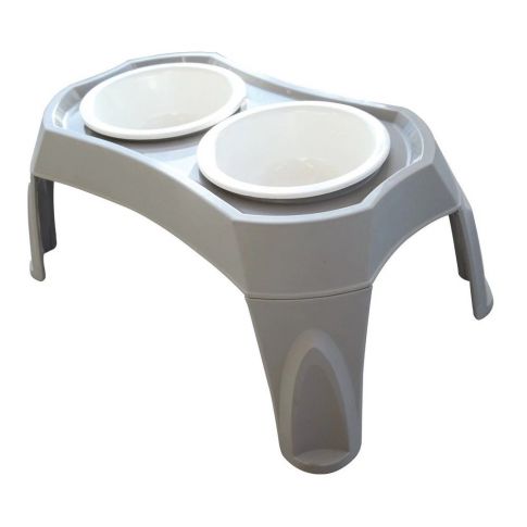 M-Pets Combi Double Bowl With Stand for Dogs & Cats