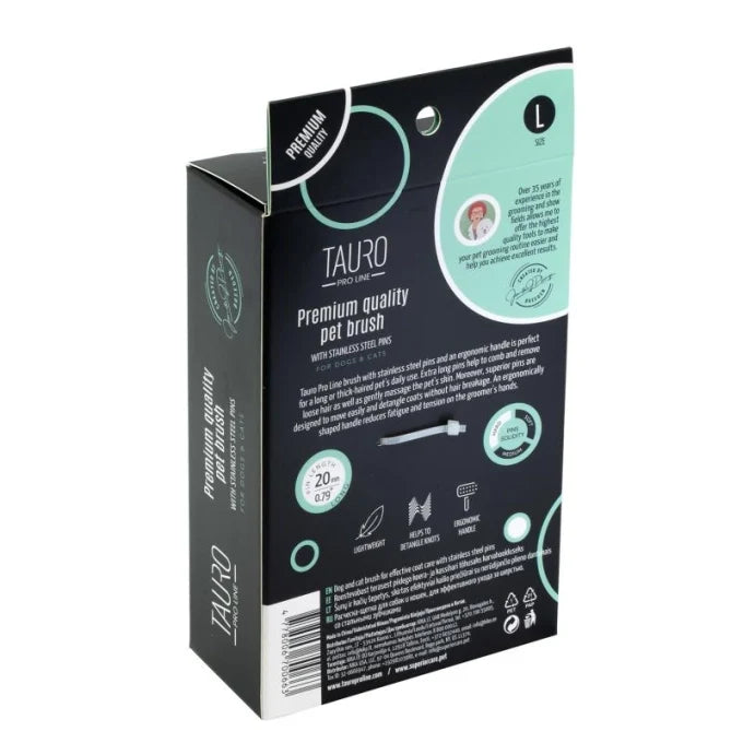 Tauro Pro Line Plastic Brush with Hard Stainless Steel Pins Mint