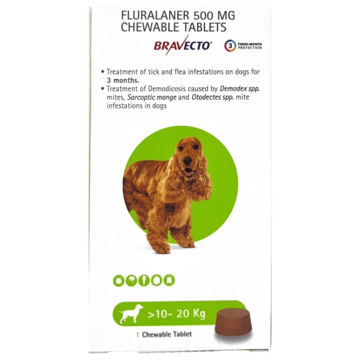 Bravecto Fluralaner Flea and  Tick Control Tablet for Dogs