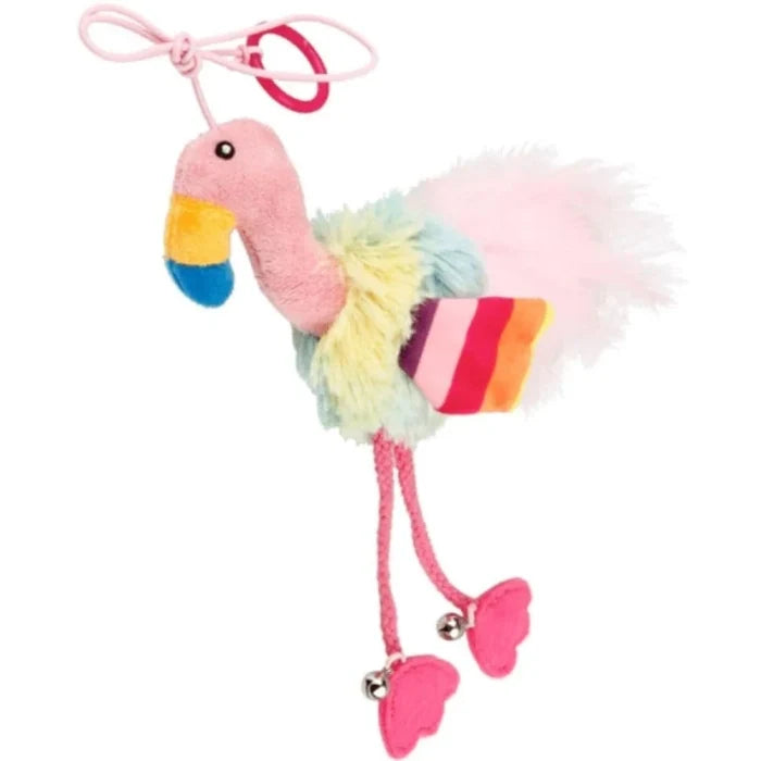 GiGwi Finger Teaser Flamingo with Crinkle Paper Catnip Toy for Cats