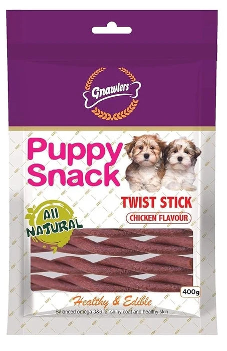 Gnawlers Puppy Snack Twist Stick Chicken Flavour Dog Treats
