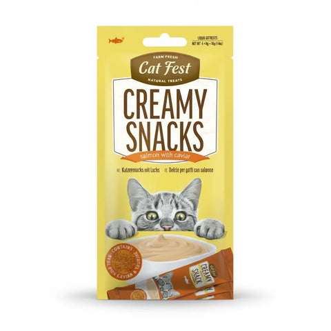 Catfest Creamy Snacks Salmon With Caviar For Cats