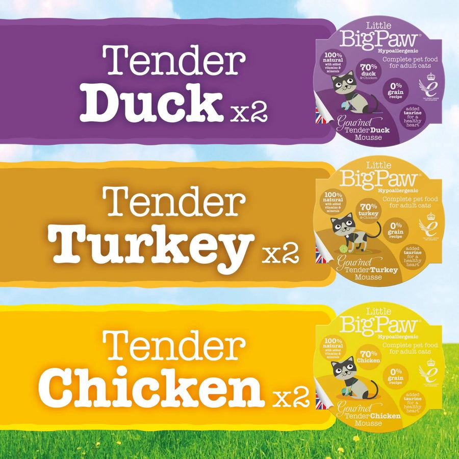 Little Big Paw Gourmet Poultry Mousse Selection Mixed Pack Cat Wet Food
