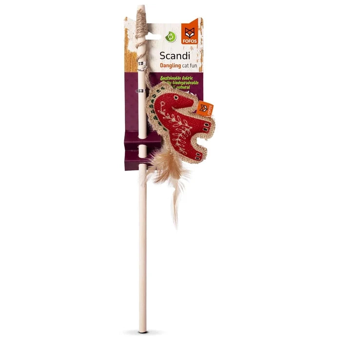 Fofos Barkbutler Scandi Horse with Wooden Stick Cat Toy