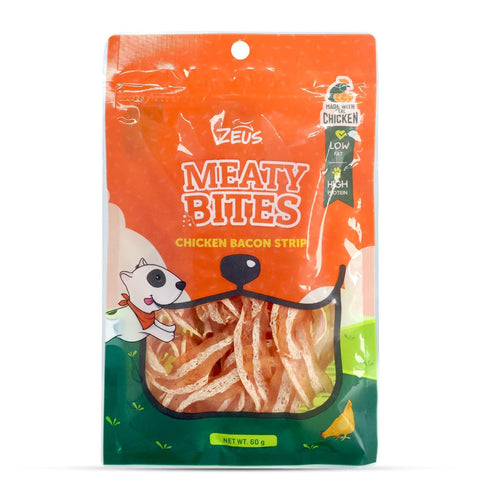 Zeus Meaty Bites Chicken Bacon Strip Dog Treats