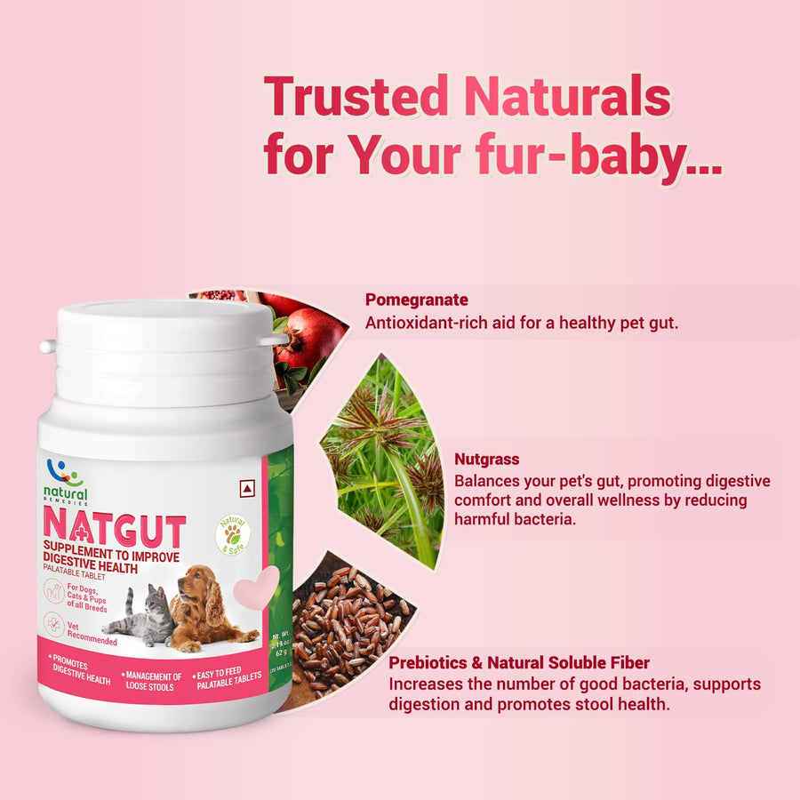 Naturals Remedies Natgut Tablets for Dogs & Cats