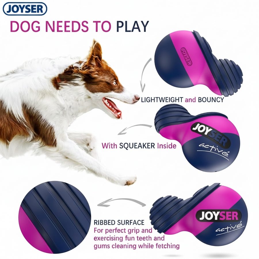 Joyser Active TPU Duoball with Squeaker Durable Chew Dog Toy