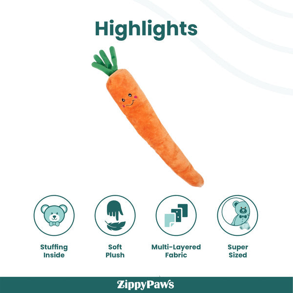 Zippy Paws Carrot Jigglerz Plush Toy for Dogs