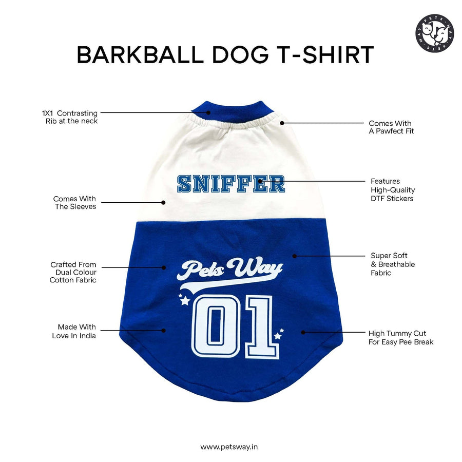 Pets Way Blue Barkball Sniffer T-Shirt for Dogs