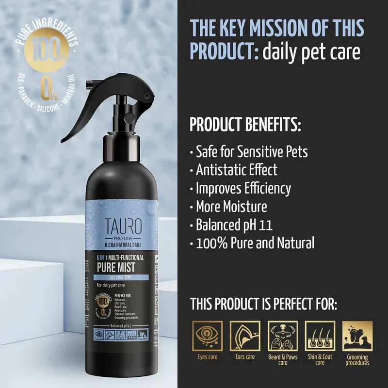 Tauro Pro Line Ultra Natural Care 6in1 Multi-Functional Pure Mist for Dogs and Cats Daily Body Care