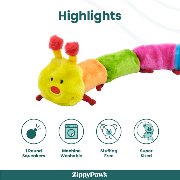 Zippy Paws Blasters Caterpiller Jumbo Plush Toy for Dogs
