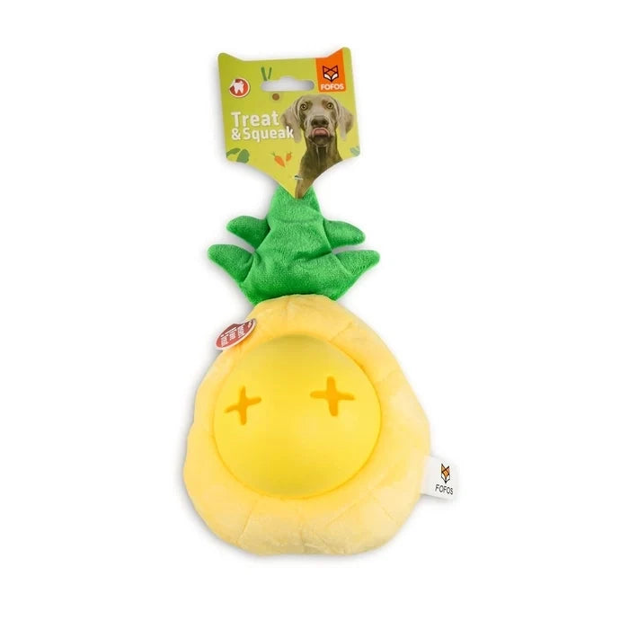 Fofos Treat Dispensing Squeaky Plush Dog Toy