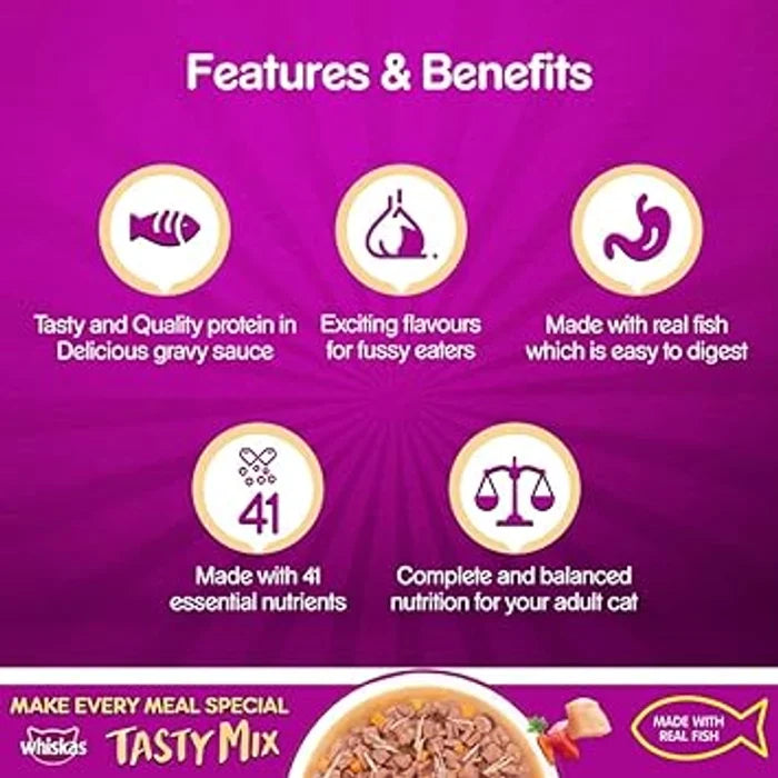 Whiskas Tasty Mix Chicken with Tuna and Carrot Cat Wet Food