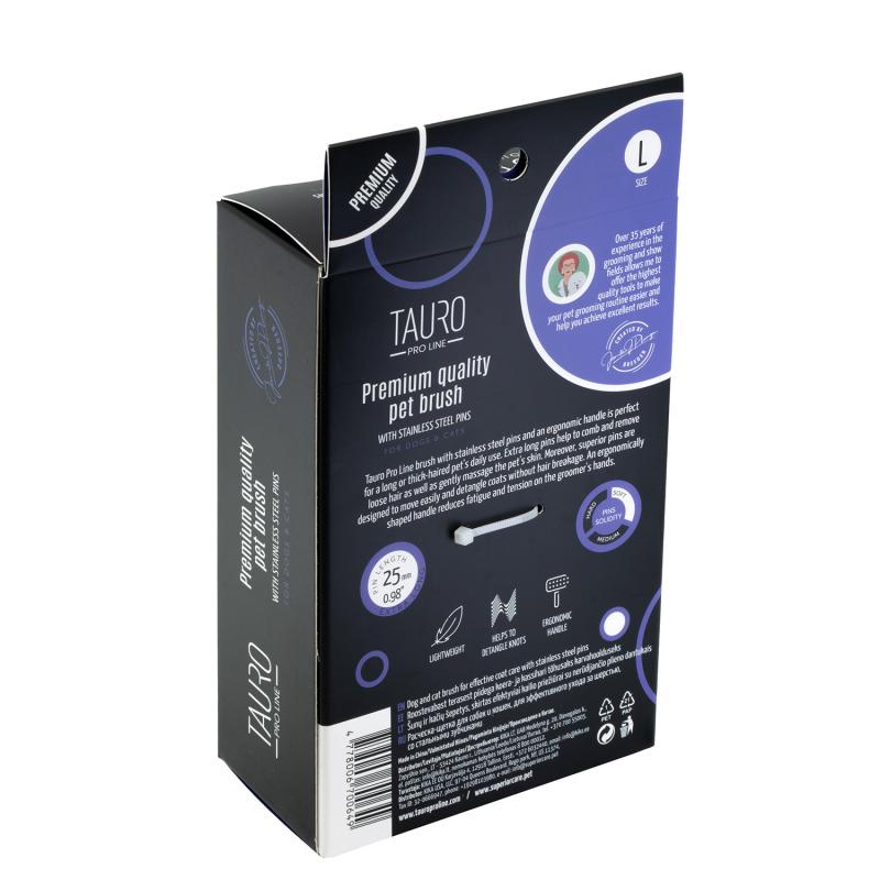 Tauro Pro Line Plastic Brush with Thin Soft Stainless Steel Pins Purple